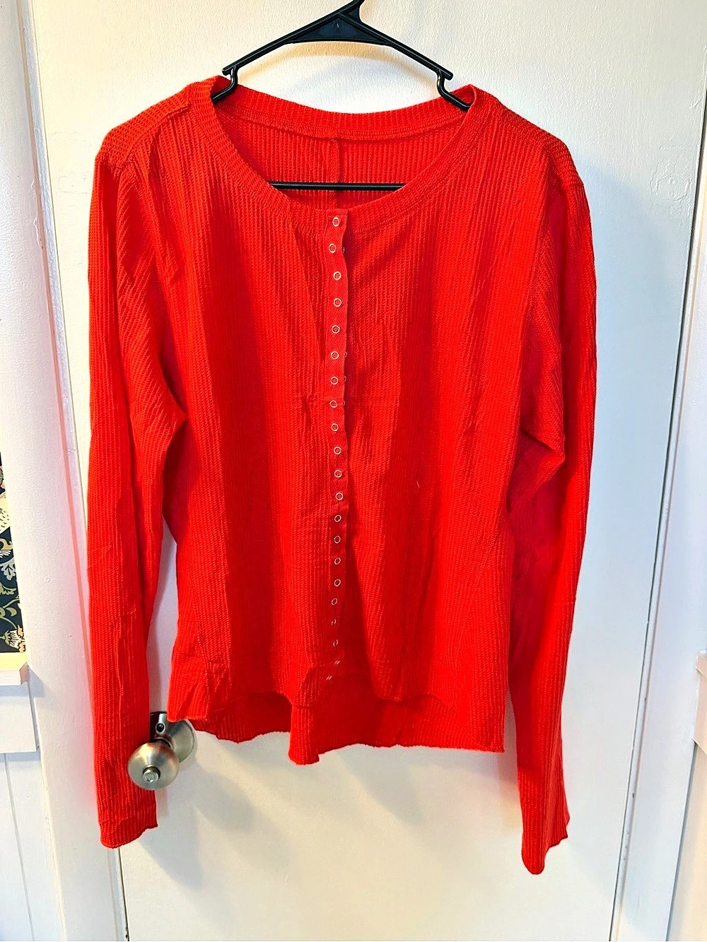 Red Long Sleeve Henley Size XXL